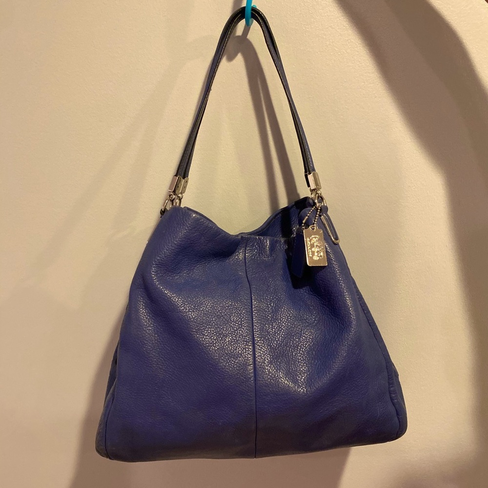 Coach Edie Shoulder Blue Leather Hobo bag.